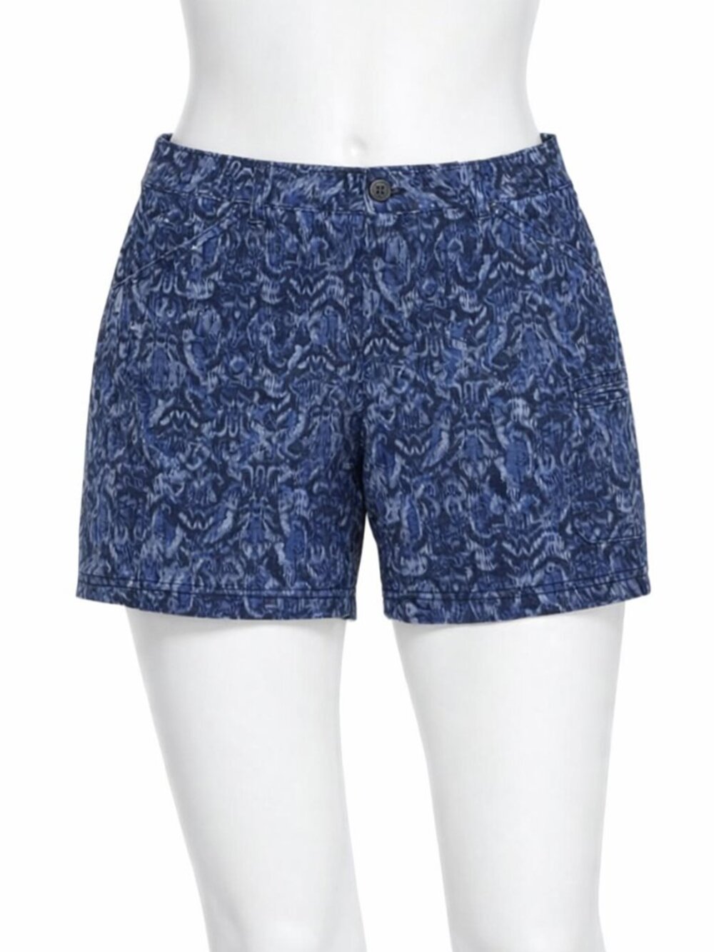 Eddie Bauer Shorts 12 Blue Slightly Curvy Fit Mid Rise Pockets Cotton Blend